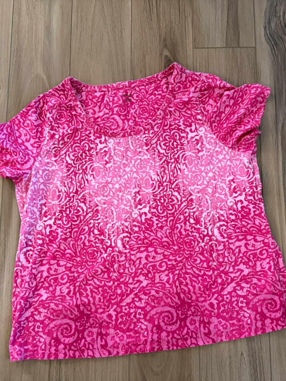 Style & Co. Bright Pink Floral-Print Short Sleeve Tee